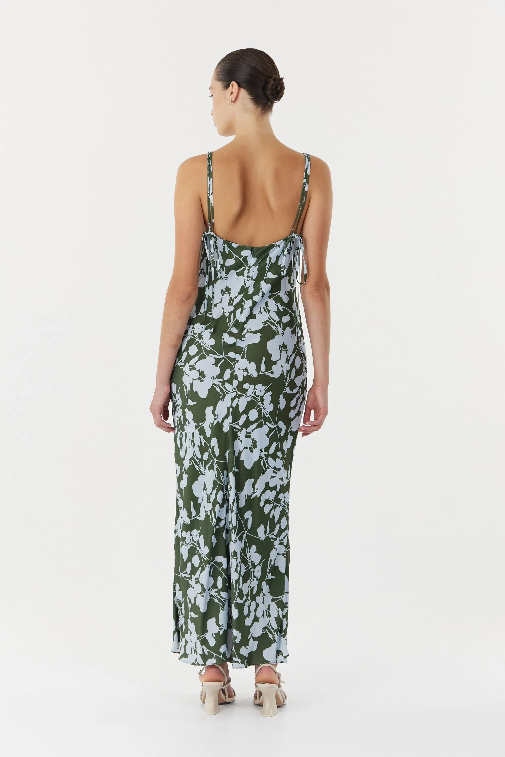 MODERN MUSE BIAS MIDI DRESS | OLIVE SHADOW
