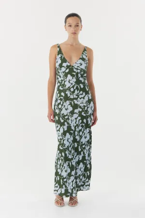 MODERN MUSE BIAS MIDI DRESS | OLIVE SHADOW