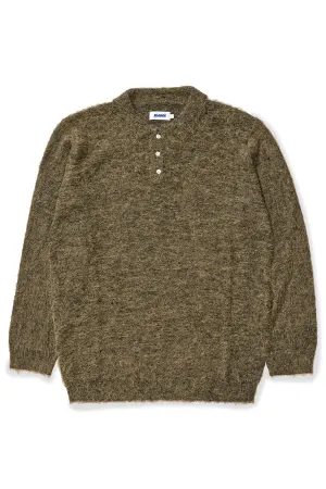 Mohair LS Polo Shirt - Charcoal Marle