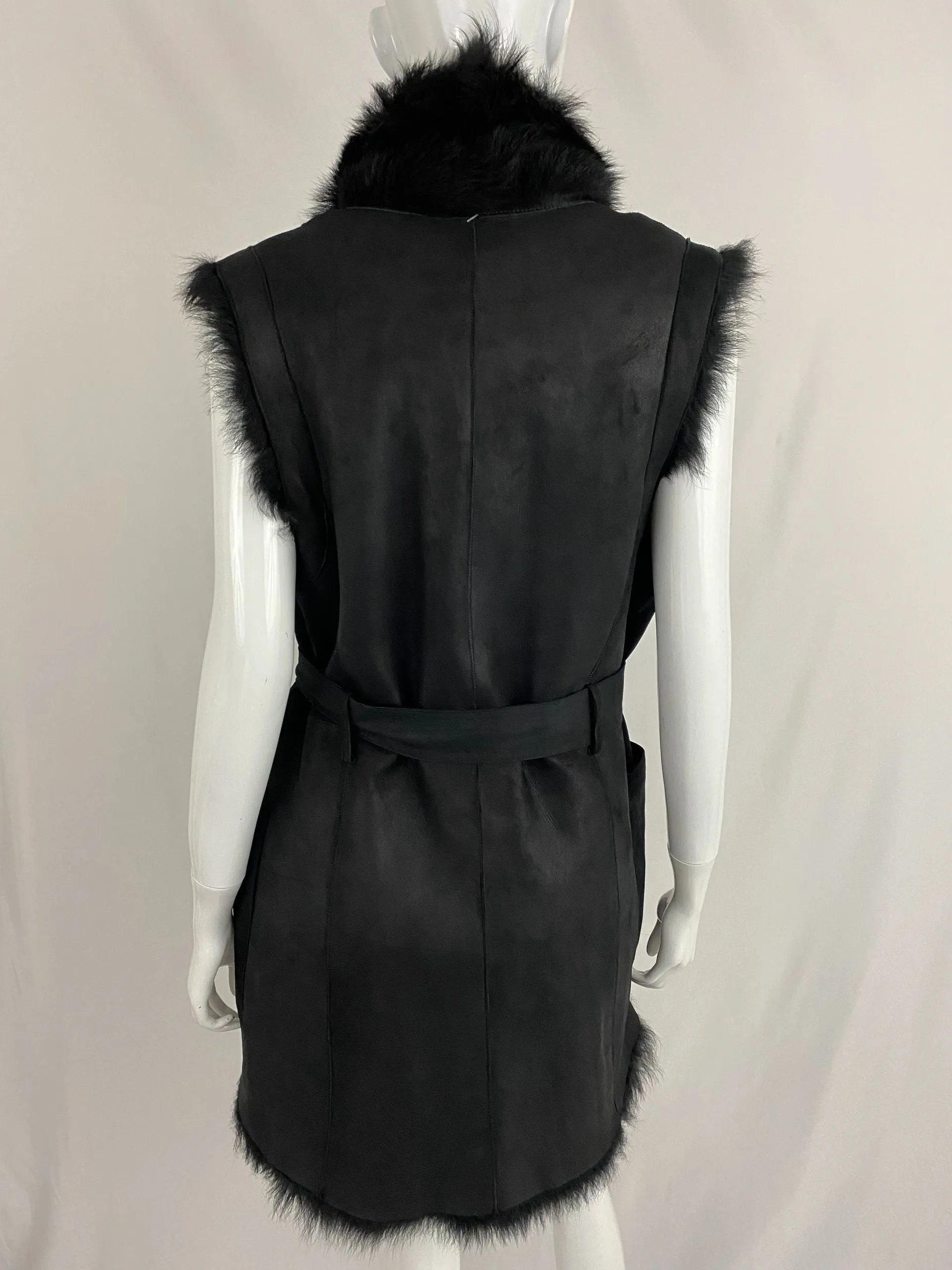 NEW Vince Reversible Shearling Vest Size M