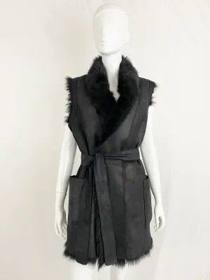 NEW Vince Reversible Shearling Vest Size M