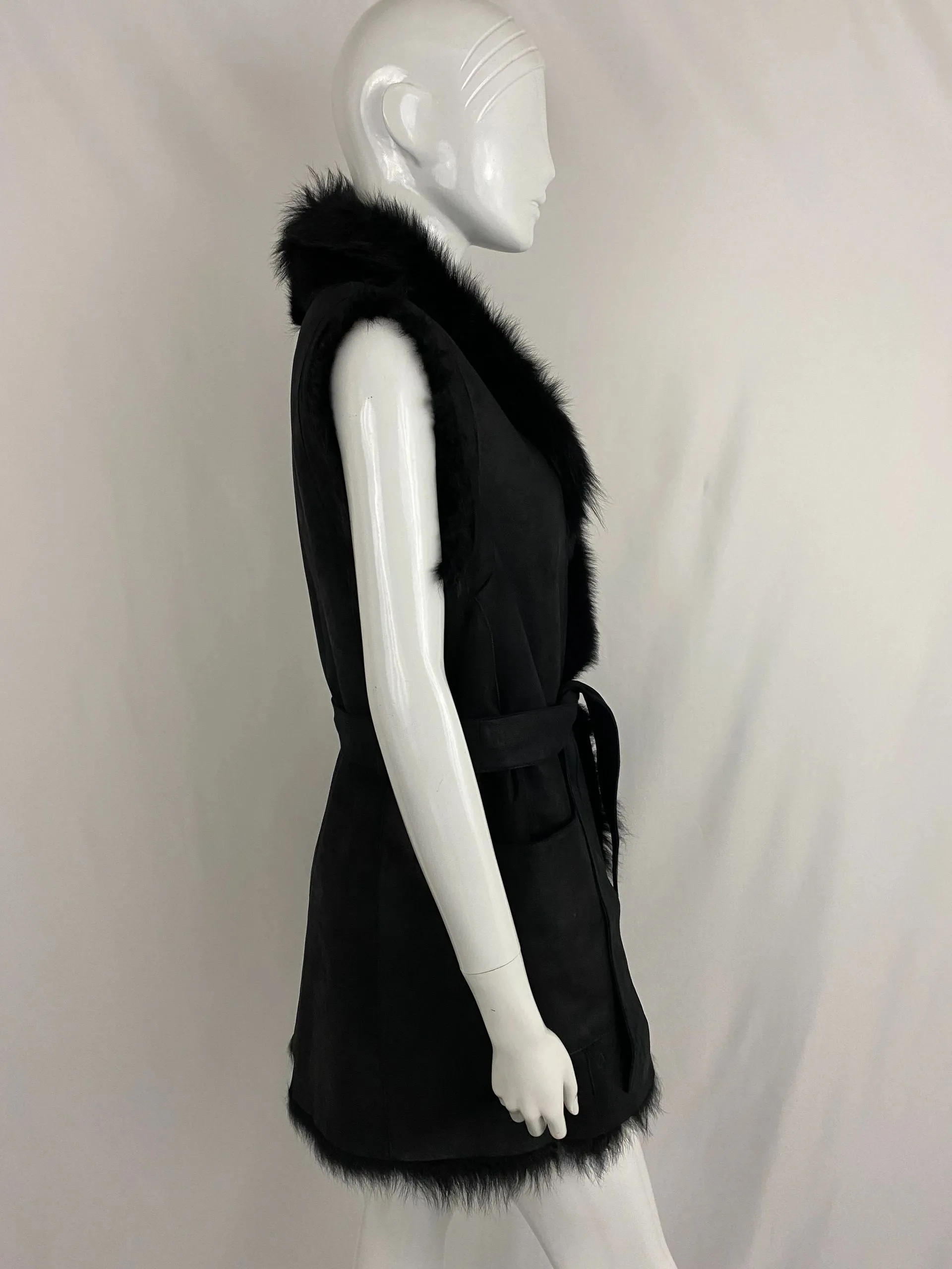 NEW Vince Reversible Shearling Vest Size M