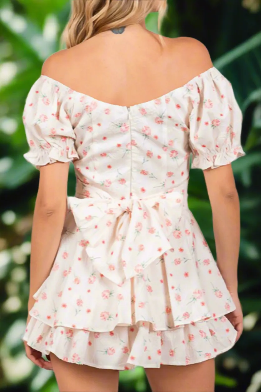 Off Shoulder Flower Print