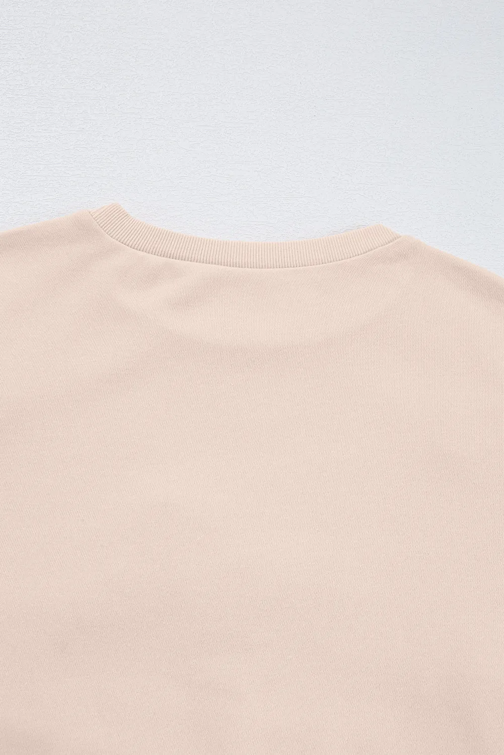 Parchment Embroidered Bow Lantern Sleeve Oversized Pullover Sweatshirt