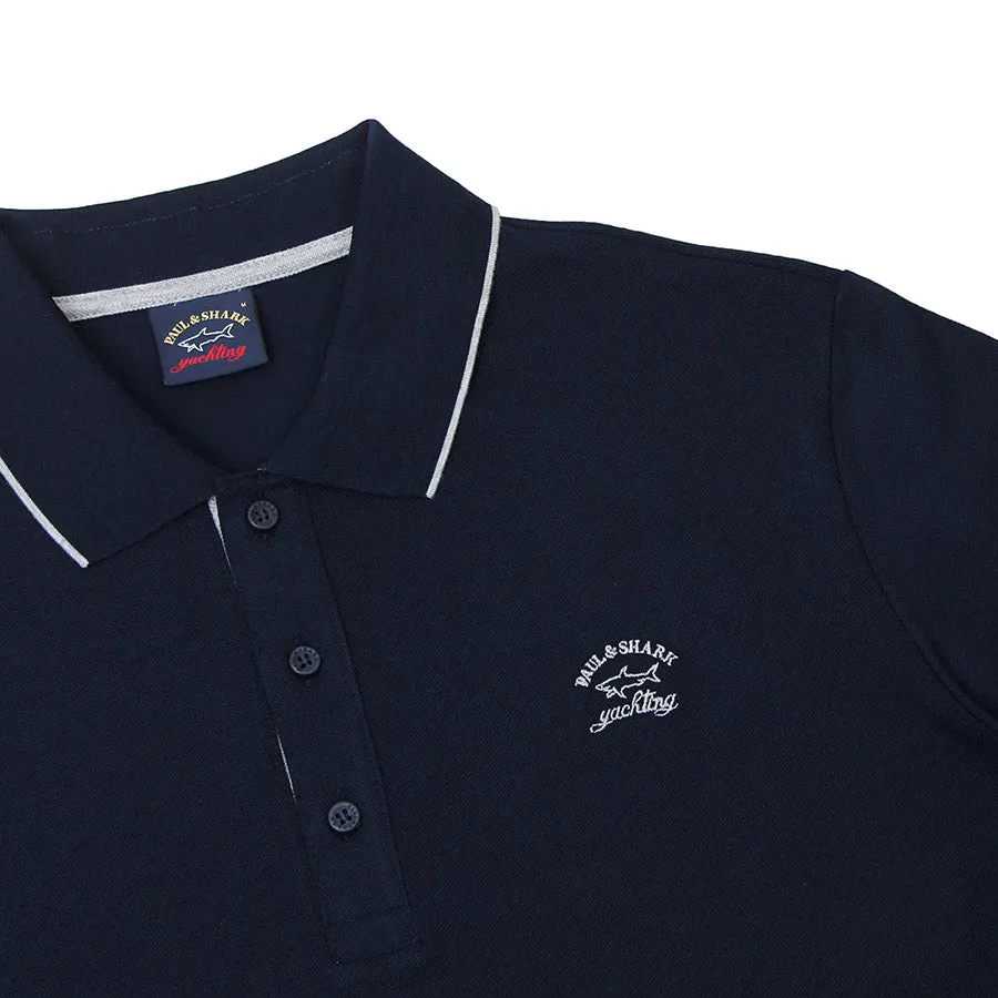 Paul & Shark - Tipped Collar Polo Shirt in Navy & Grey