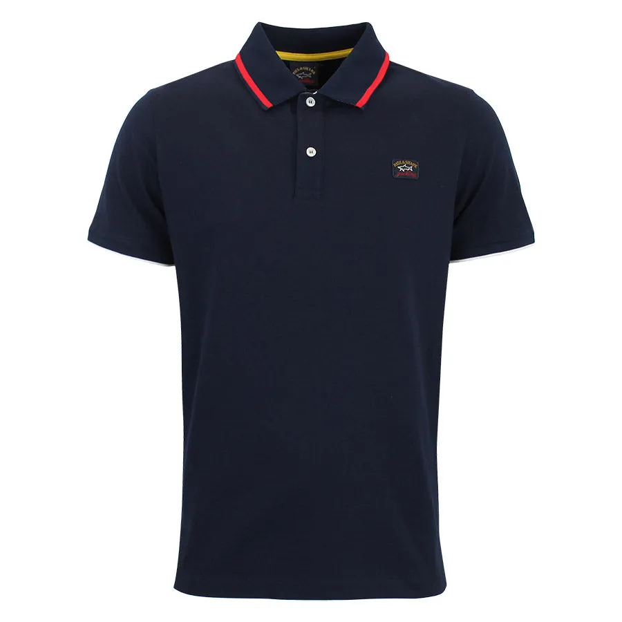 Paul & Shark - Tipped Collar Polo Shirt in Navy & Red