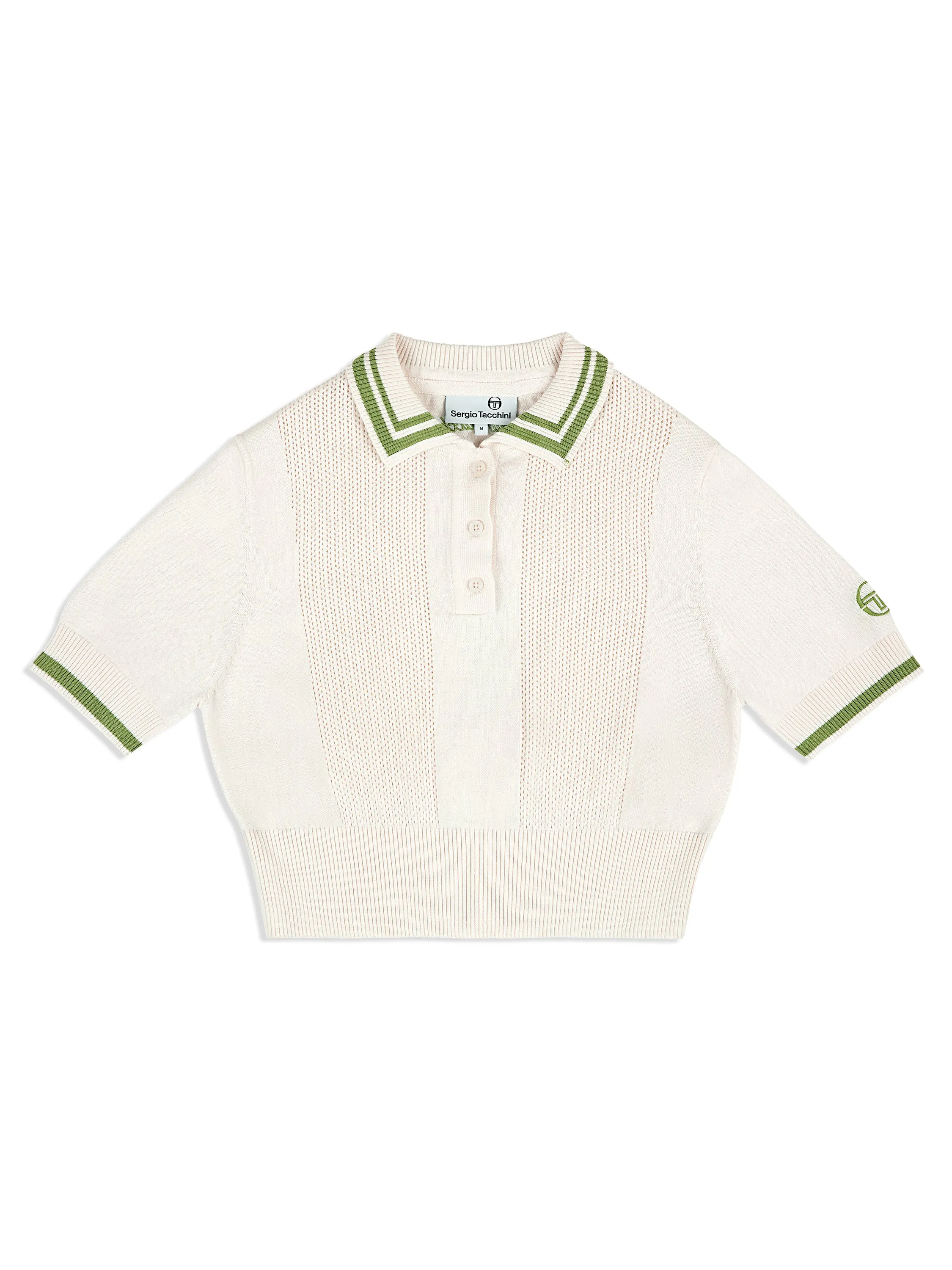 Perla Knit Cropped Polo- Gardenia