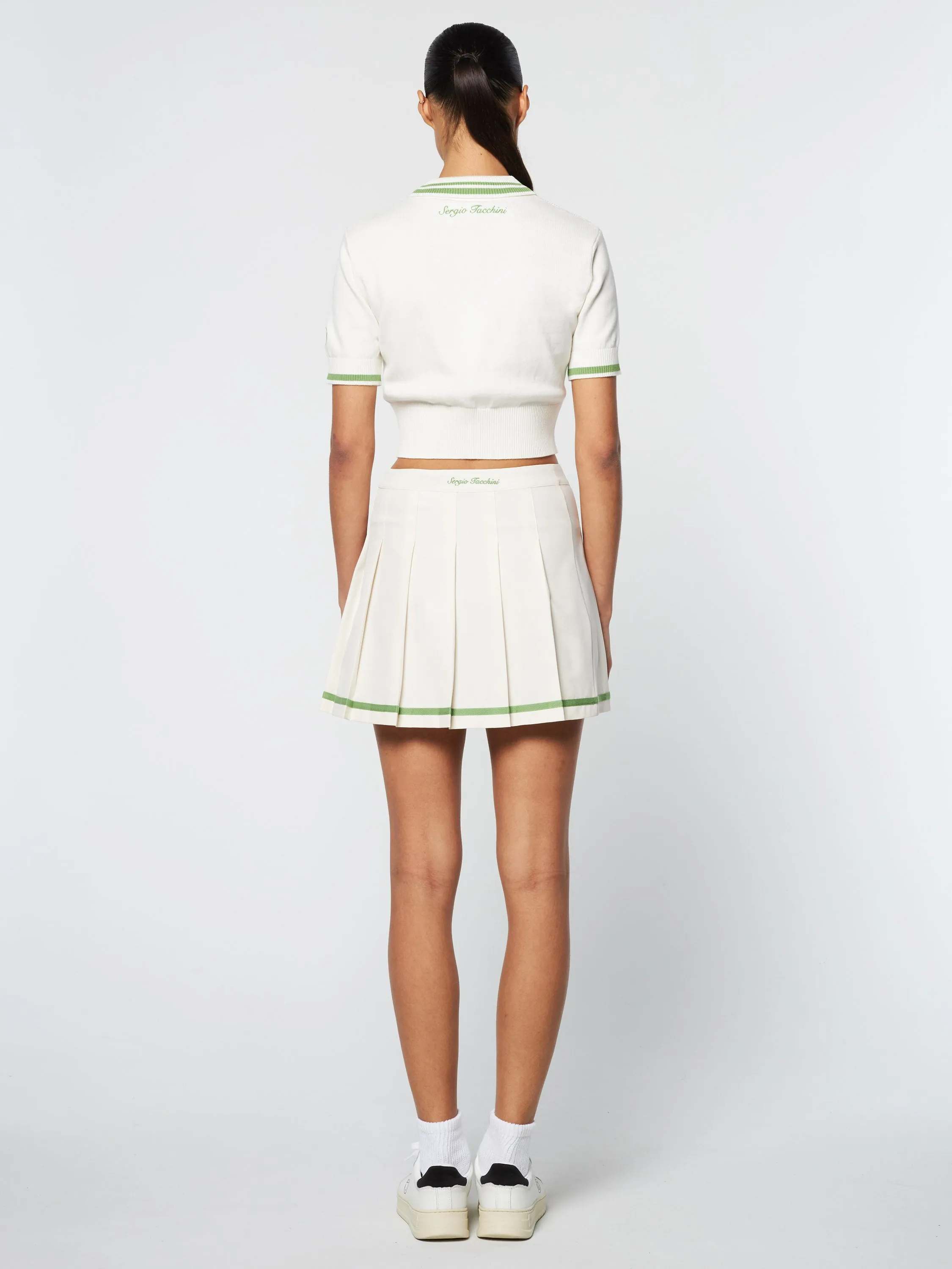 Perla Knit Cropped Polo- Gardenia