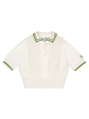 Perla Knit Cropped Polo- Gardenia