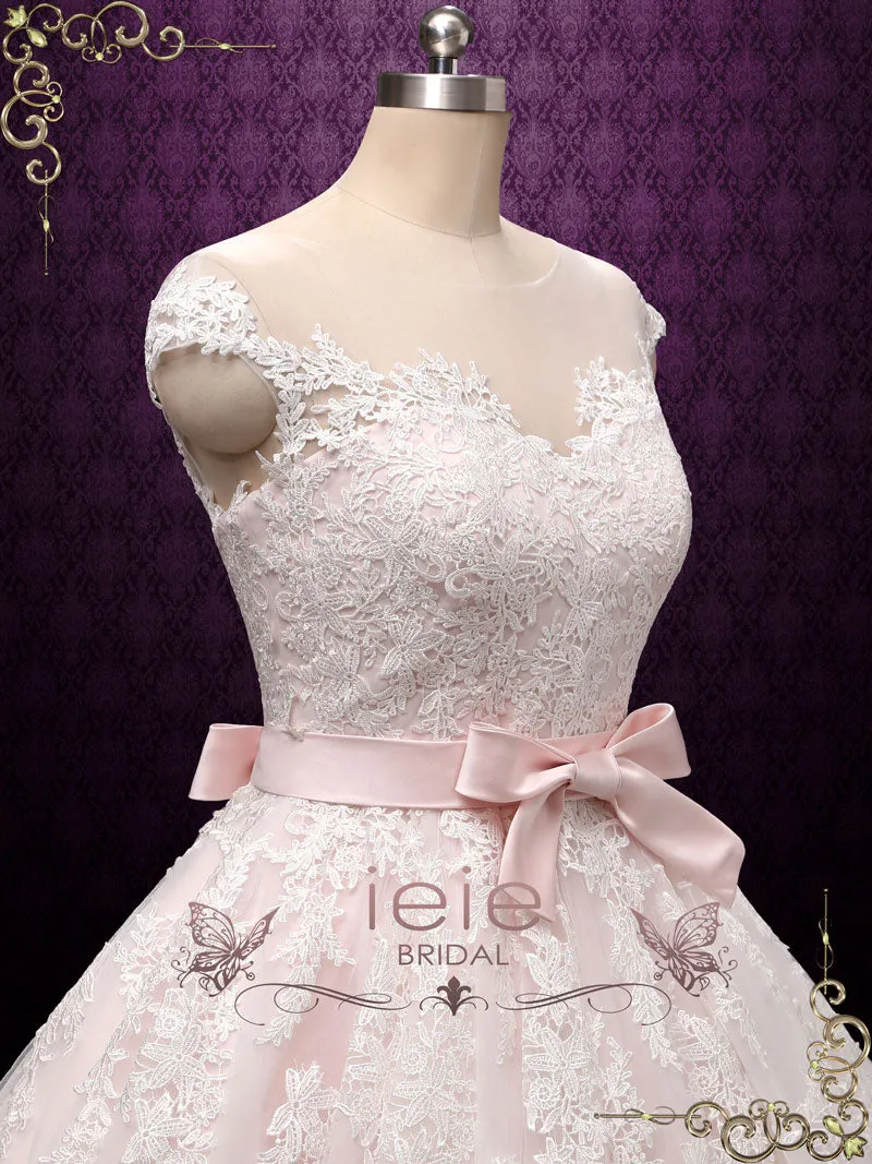 Petal Pink Retro Tea Length Wedding Dress ROSALIE