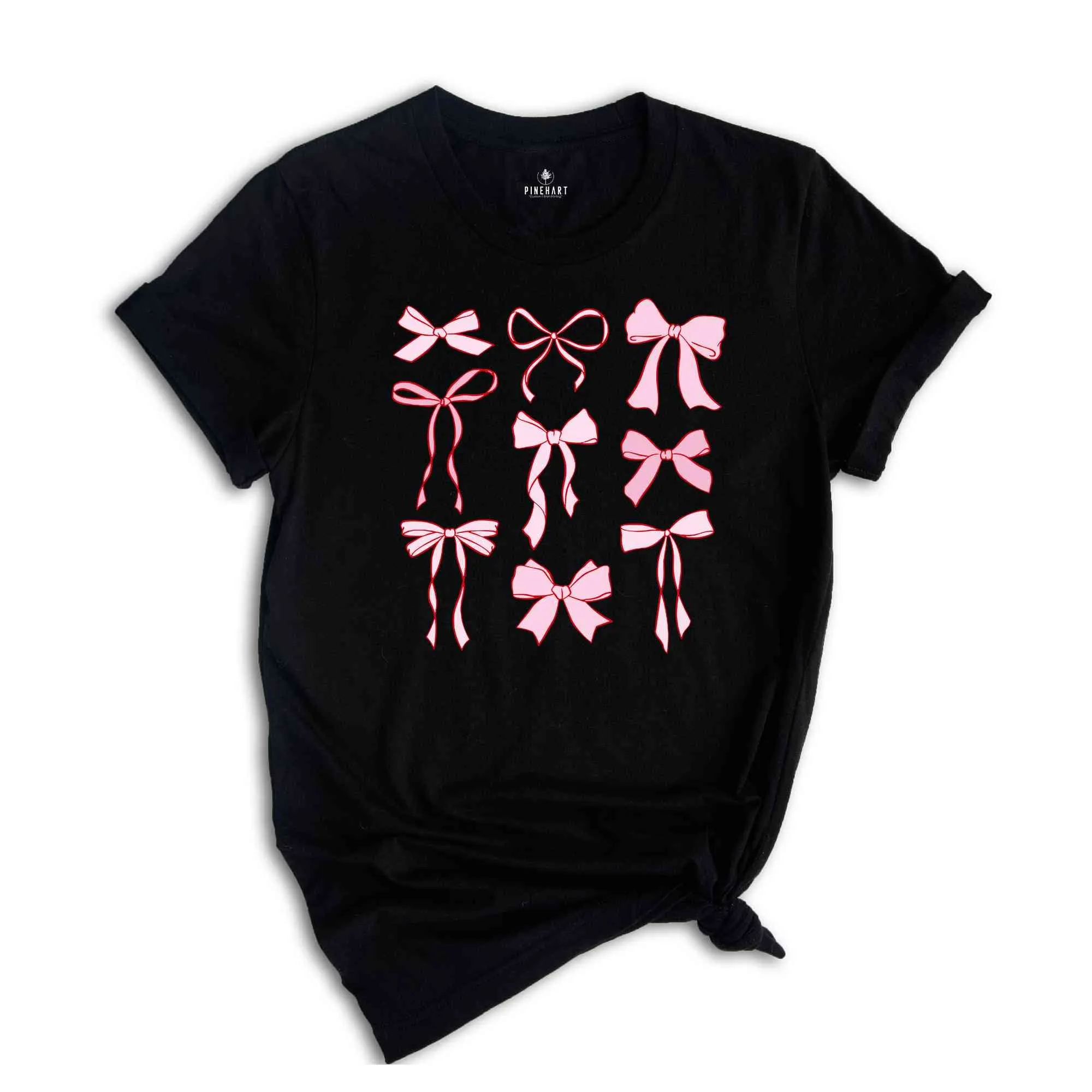 Pink Bow Trendy Shirt, Ribbon Bow Pullover Shirt, Cute Little Bow Shirt, Pink Bow Shirt, Ribbon Tee, Cute Ribbon Shirt