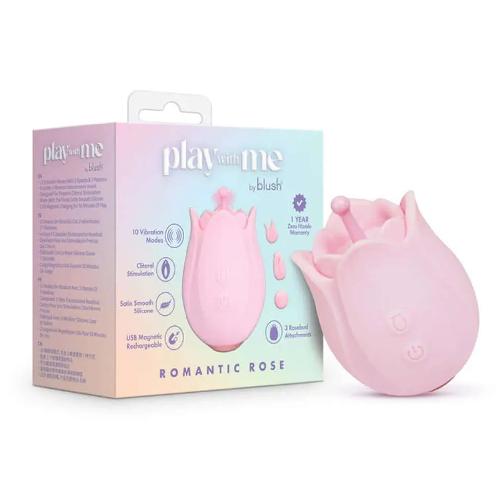 Play With Me Romantic Rose Vibrator - Pink