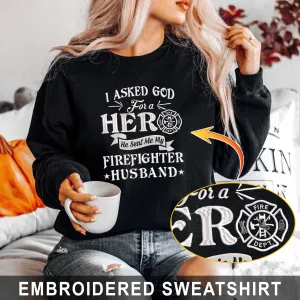 Proud Firefighter Wife Embroidered Hoodie, Sweatshirt