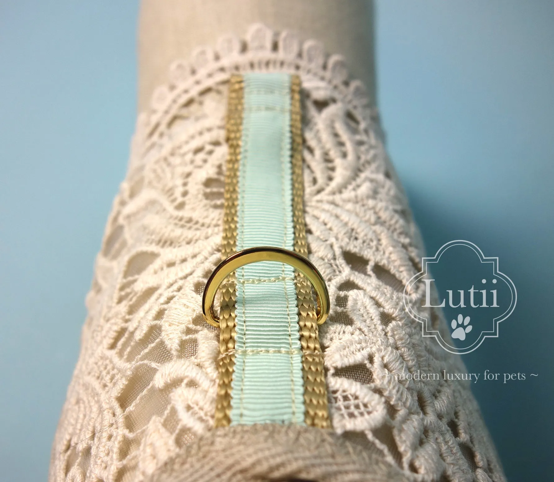 "Cream/pink Victoria"-handmade adjustable lace dog harness