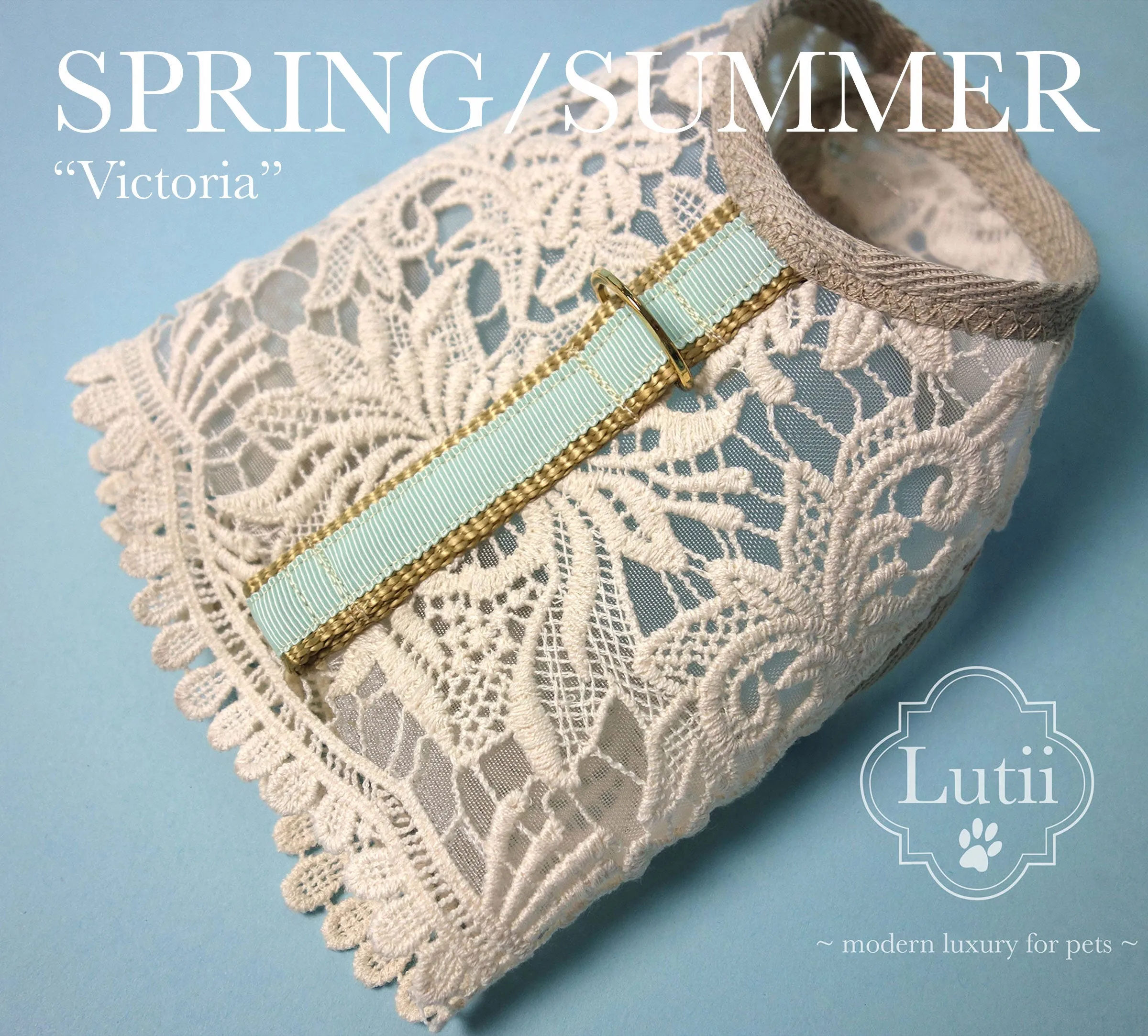 "Cream/pink Victoria"-handmade adjustable lace dog harness
