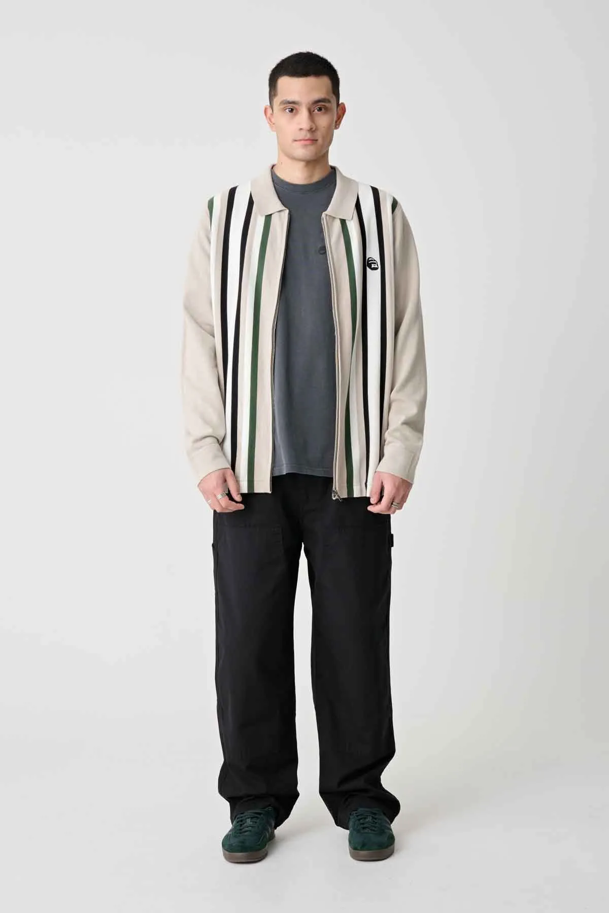 RAIL ZIP KNIT POLO - BONE