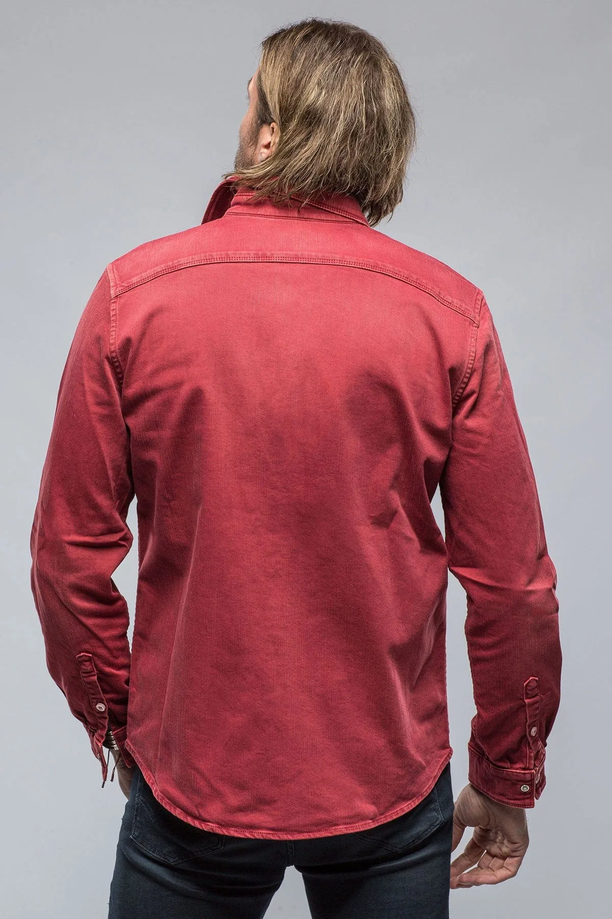 Ranger Colored Denim Snap Shirt In Cherry
