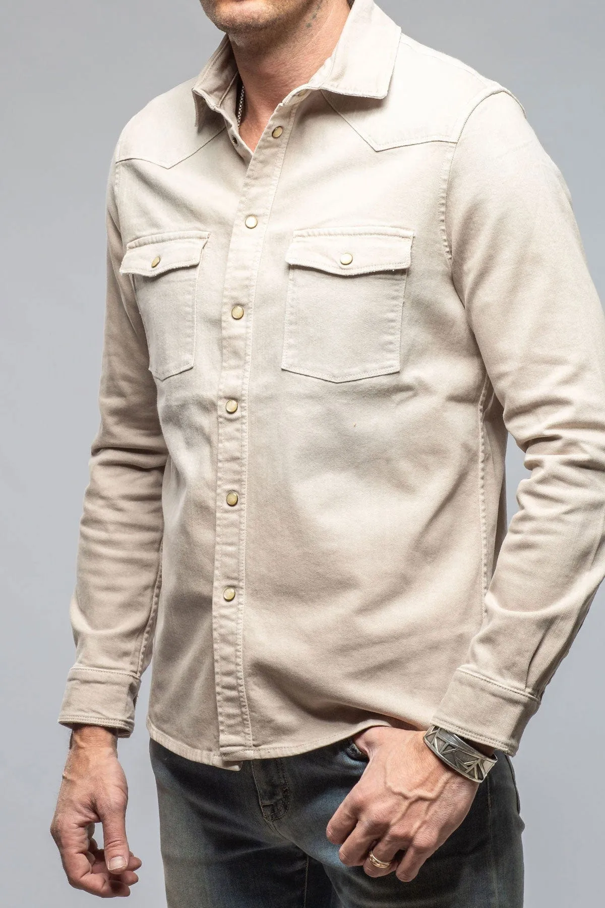 Ranger Colored Denim Snap Shirt In Ecru