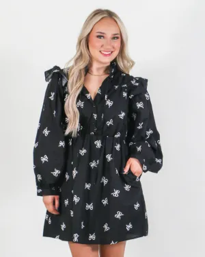 Ribbon Bow Patten Babydoll Dress