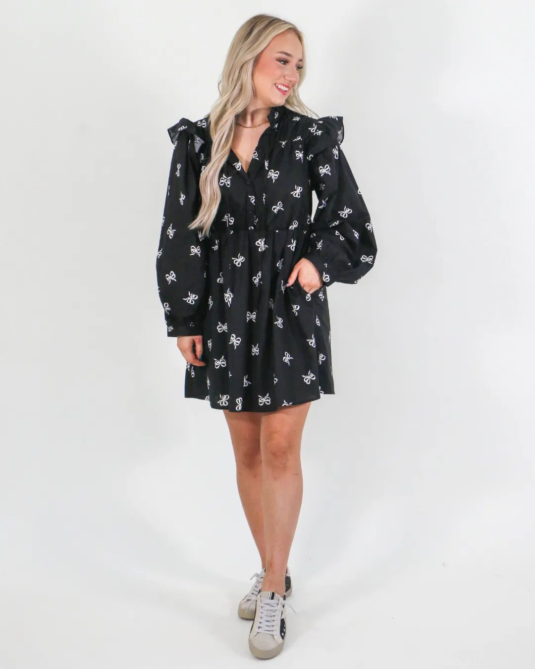 Ribbon Bow Patten Babydoll Dress