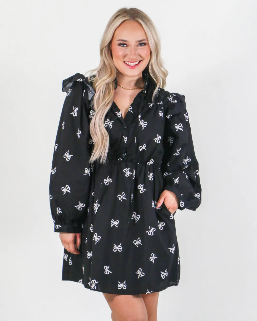 Ribbon Bow Patten Babydoll Dress