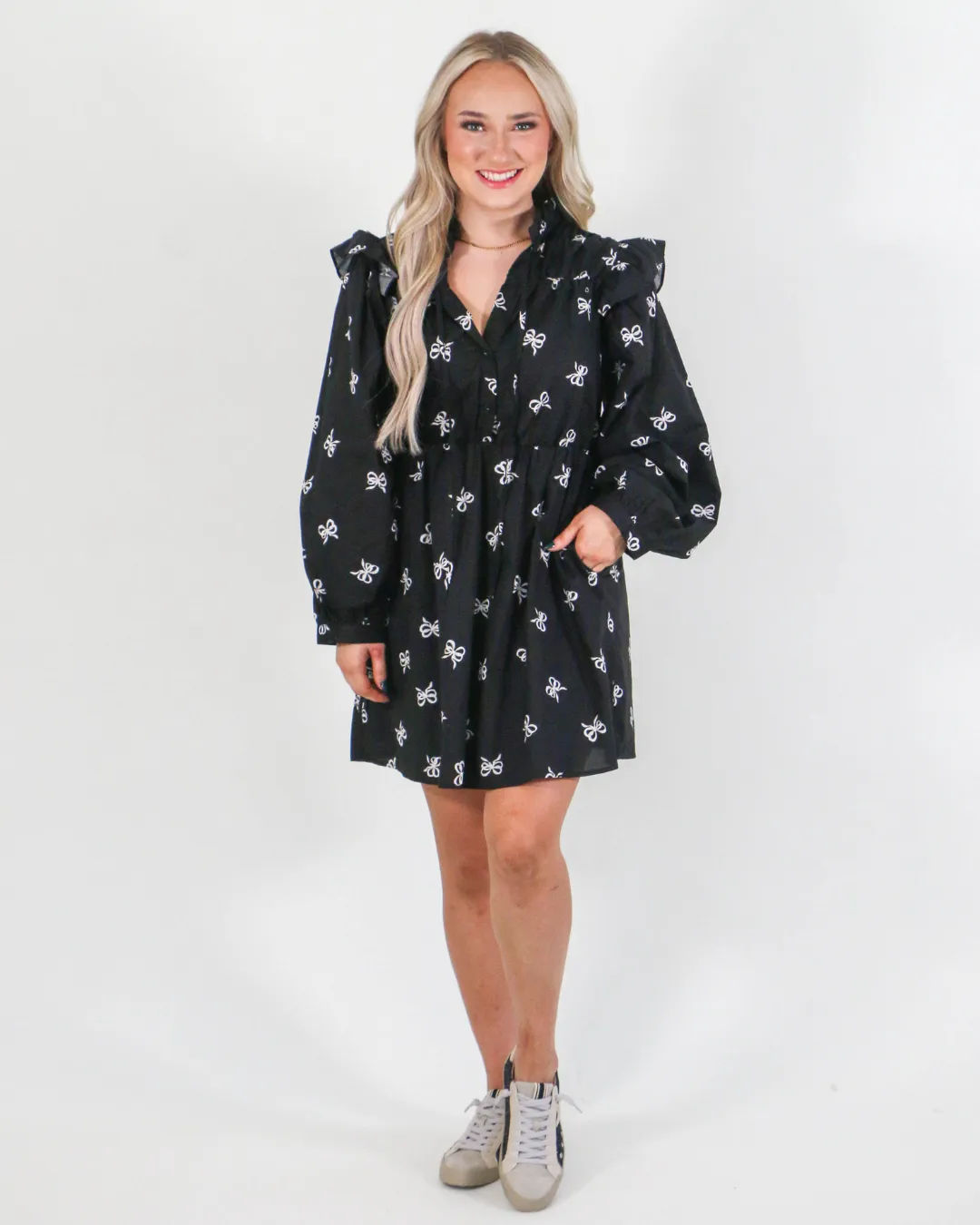Ribbon Bow Patten Babydoll Dress