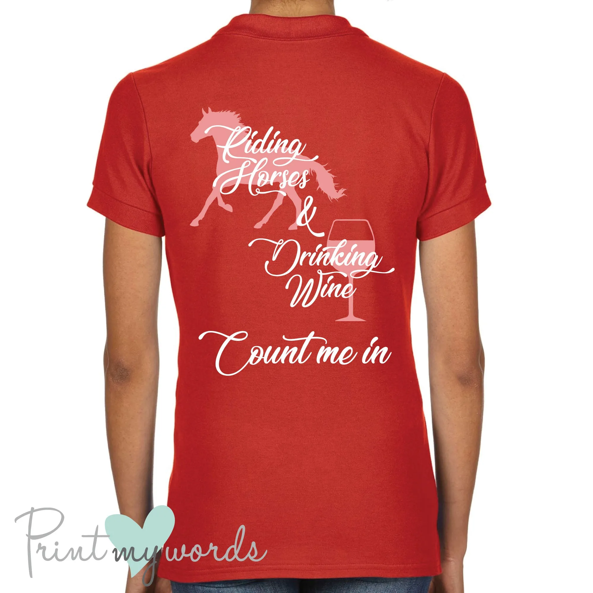 Riding Horses & Drinking Wine Equestrian Polo Shirt