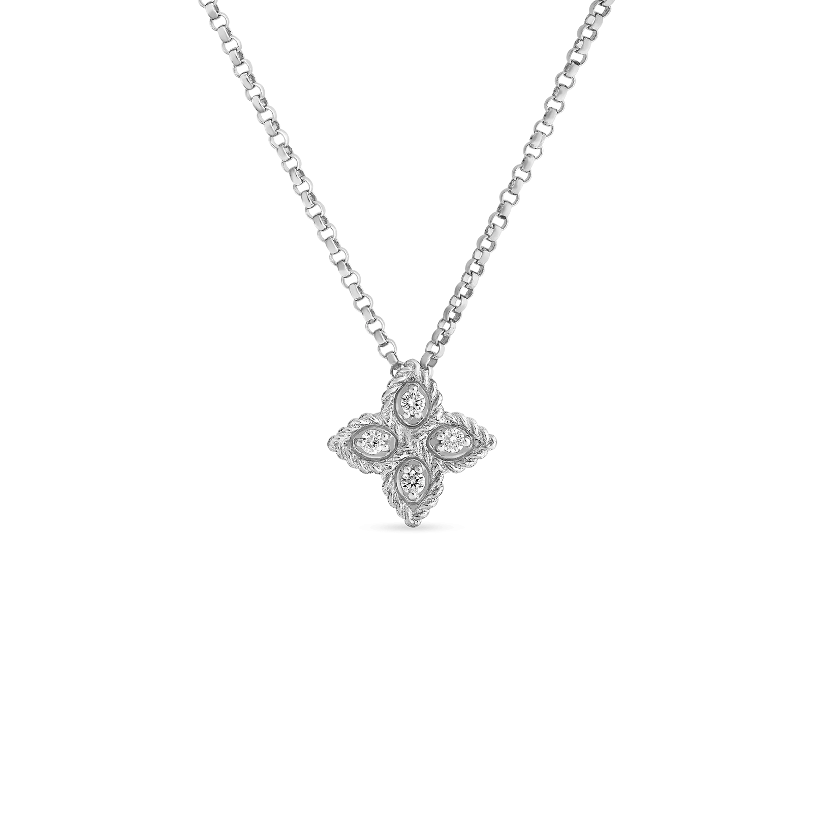 Roberto Coin 18K White Gold Princess Flower Necklace