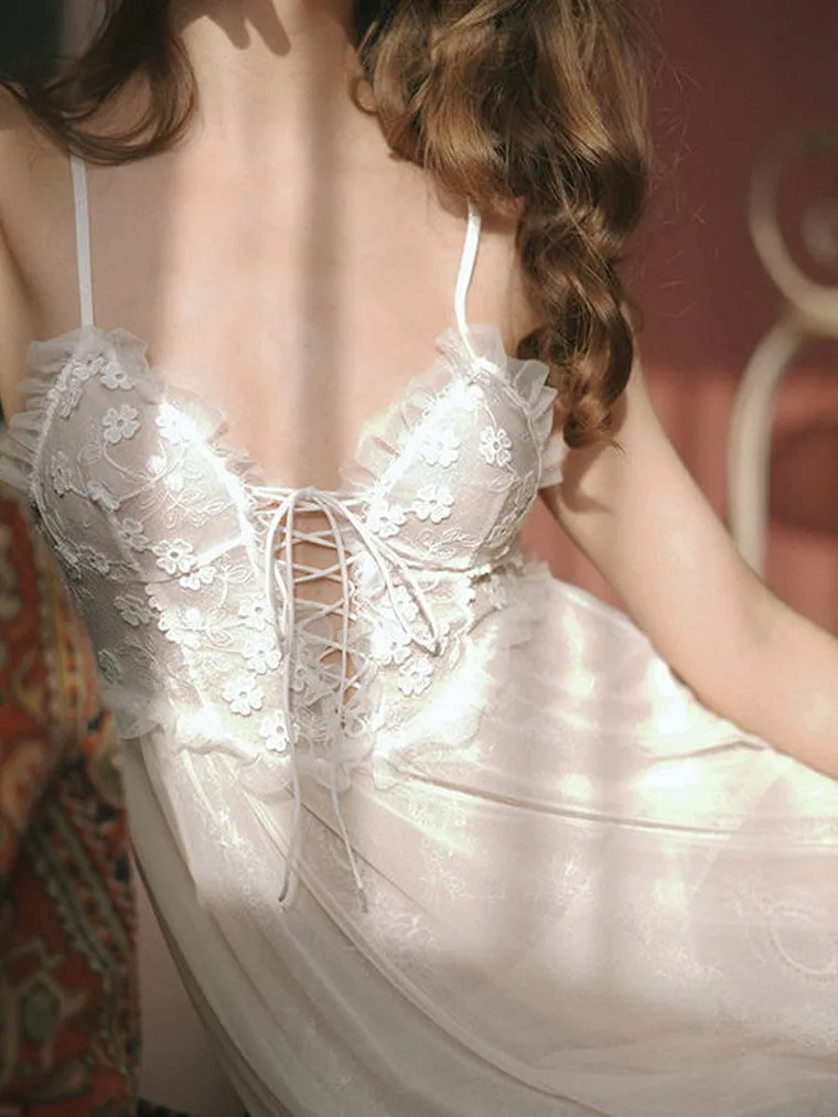 Romantic Floral Embroidered Sheer Dress