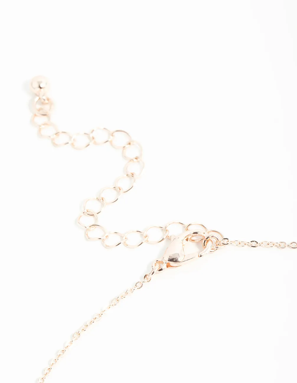 Rose Gold Cubic Zirconia Pink Flower Y-Necklace