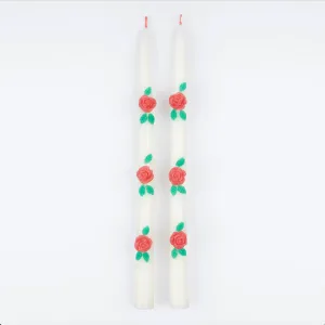 Rose Taper Candles (x2)