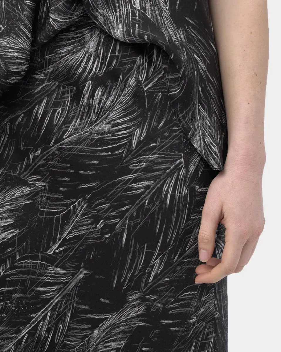Ruffle Leaf Midi Skirt