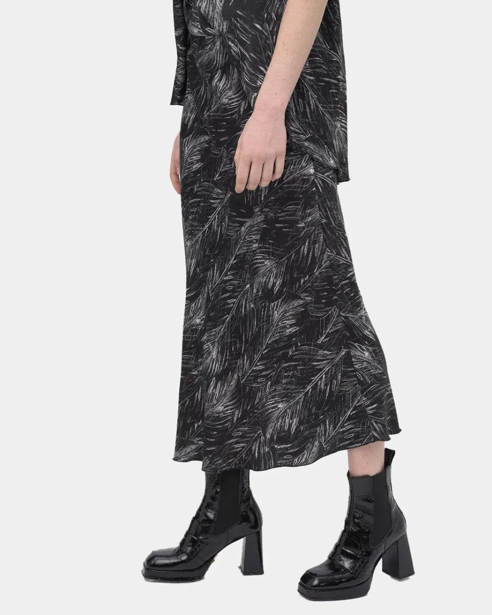Ruffle Leaf Midi Skirt