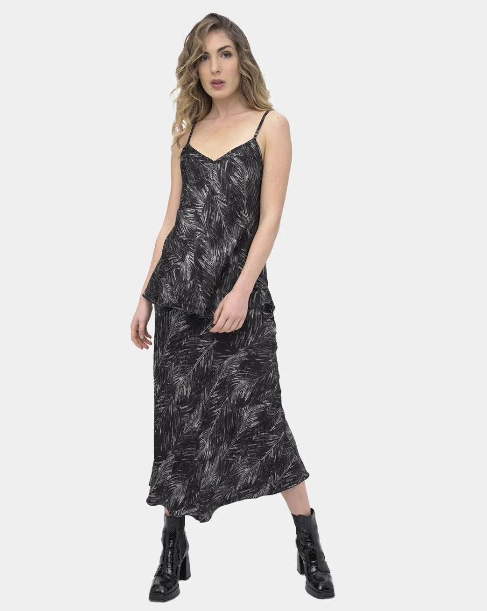 Ruffle Leaf Midi Skirt