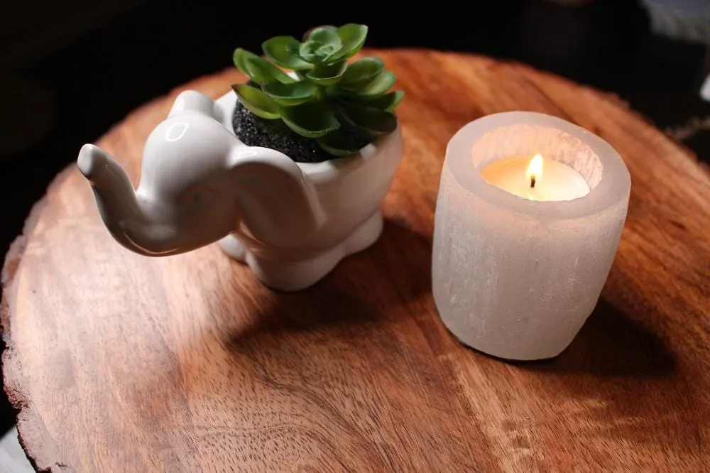 Selenite Cylinder Candle Holder