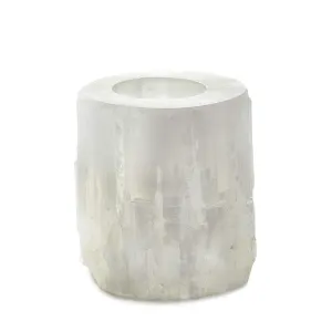Selenite Cylinder Candle Holder