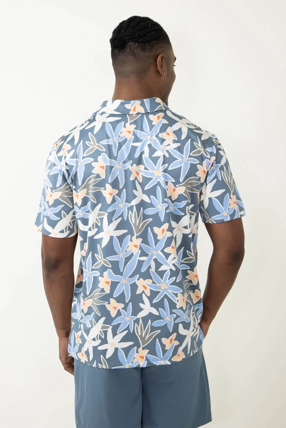 Simply Southern Tropical Polo Shirt for Men in Navy Blue | PP-0124-MN-POLO-PTTN-TROP