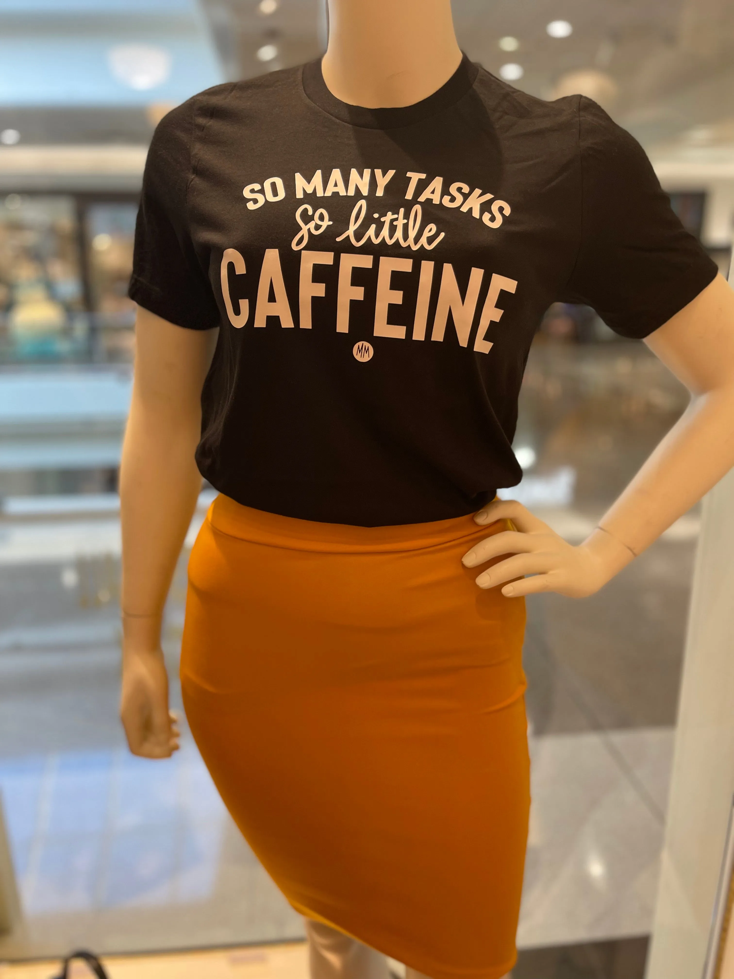 So Little Caffeine Unisex Black Tees S-XL