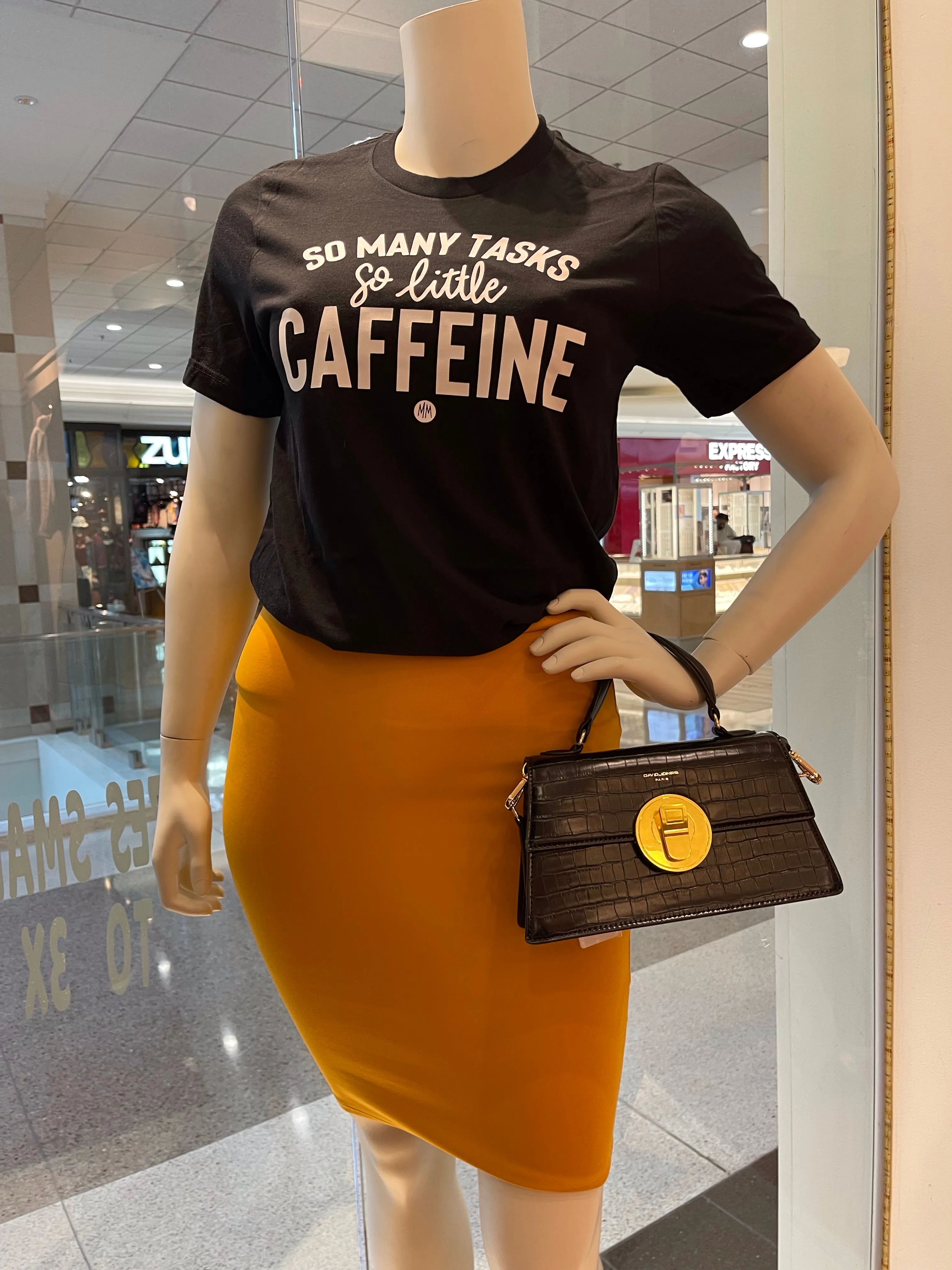 So Little Caffeine Unisex Black Tees S-XL