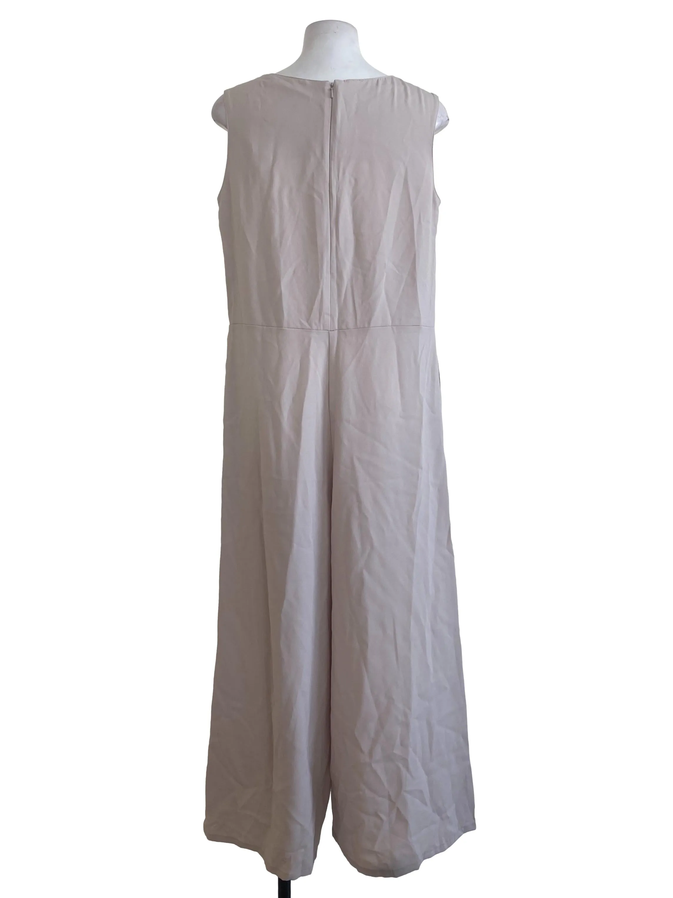 Soft Beige Side Button Jumpsuits