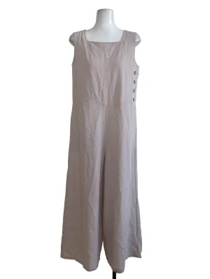 Soft Beige Side Button Jumpsuits