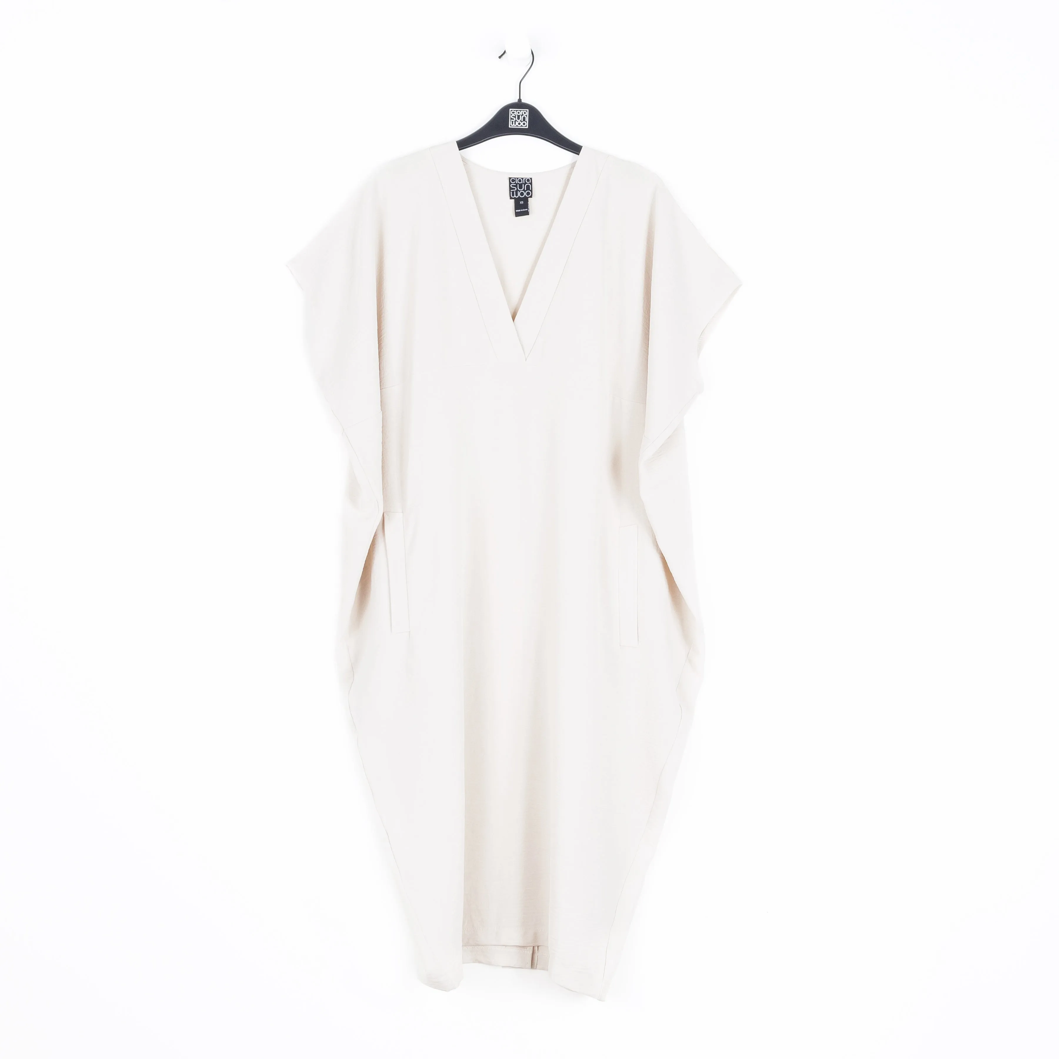 Soft Textured Rayon - Empire Waist Caftan Pocket Dress - Ivory - Final Sale!