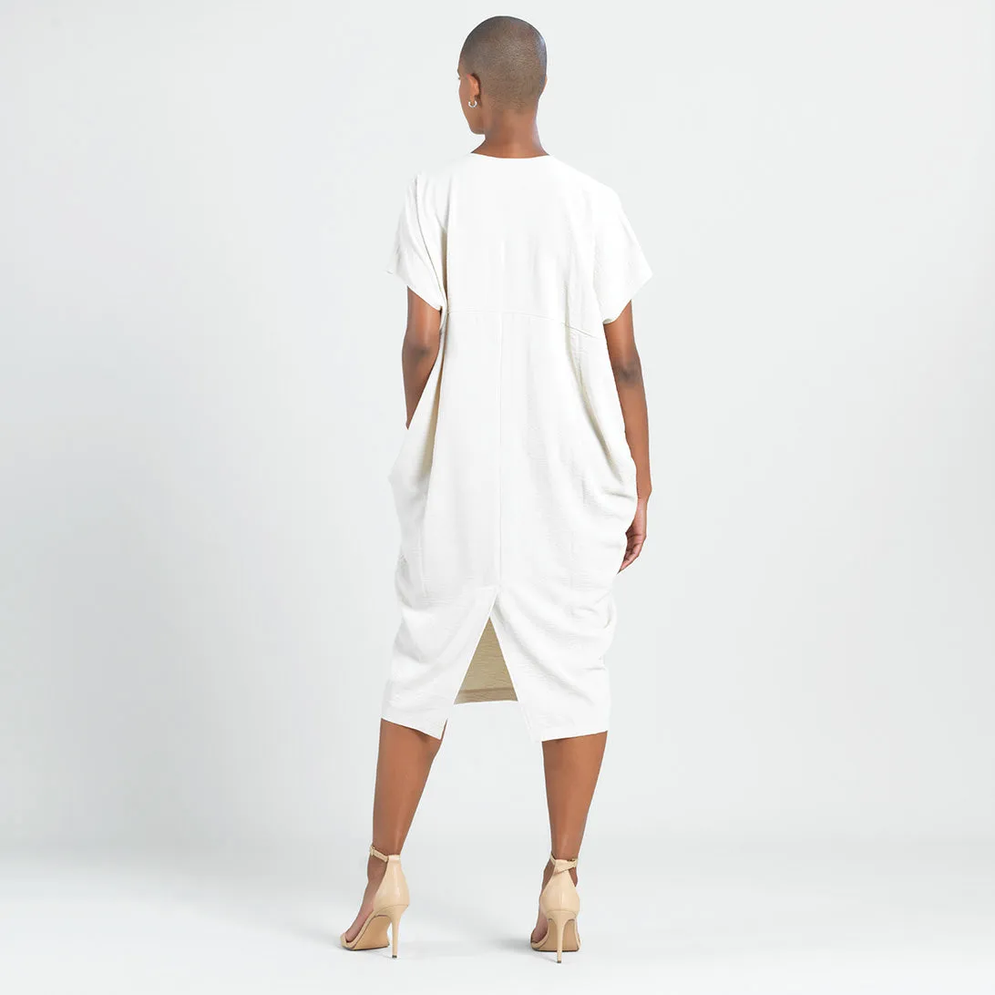 Soft Textured Rayon - Empire Waist Caftan Pocket Dress - Ivory - Final Sale!
