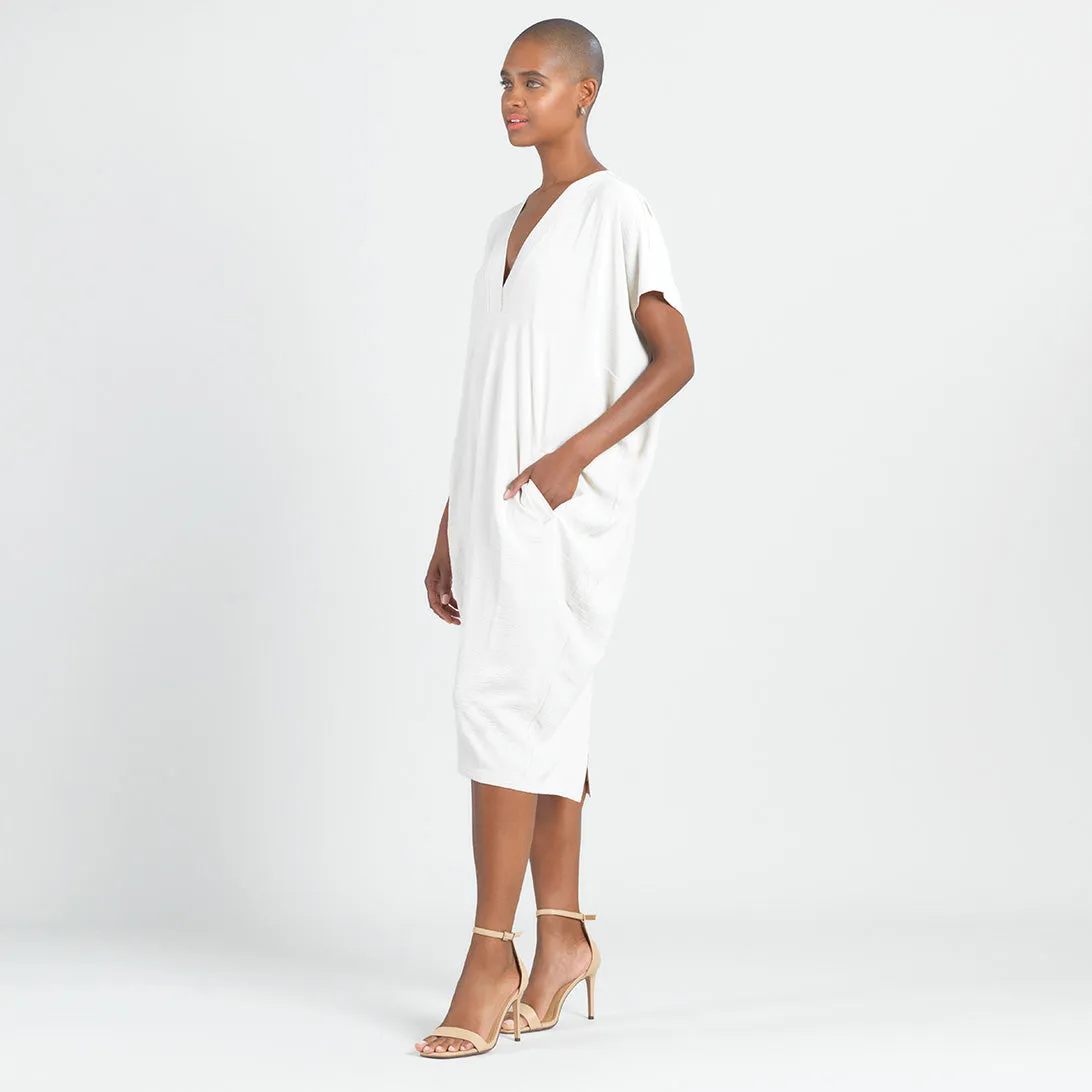 Soft Textured Rayon - Empire Waist Caftan Pocket Dress - Ivory - Final Sale!