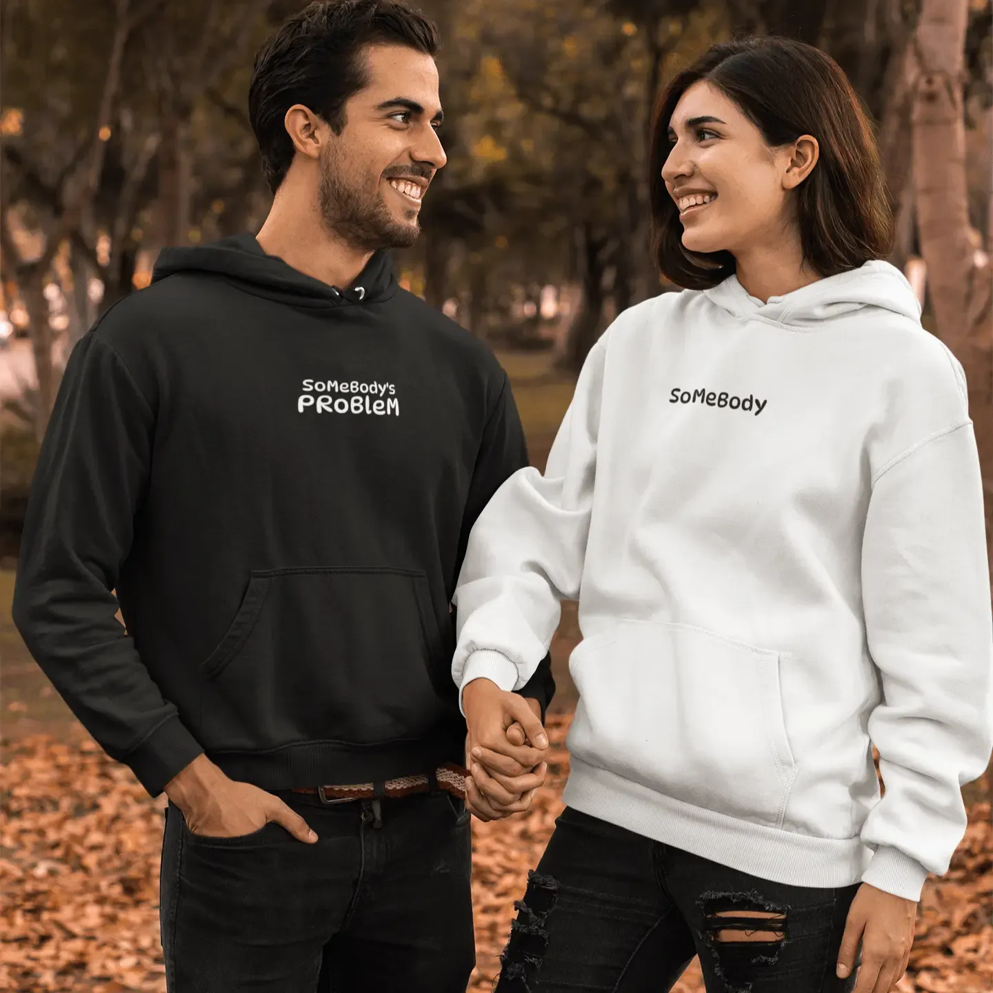 Somebodys Problem / Somebody Embroidered Matching Unisex Hoodies