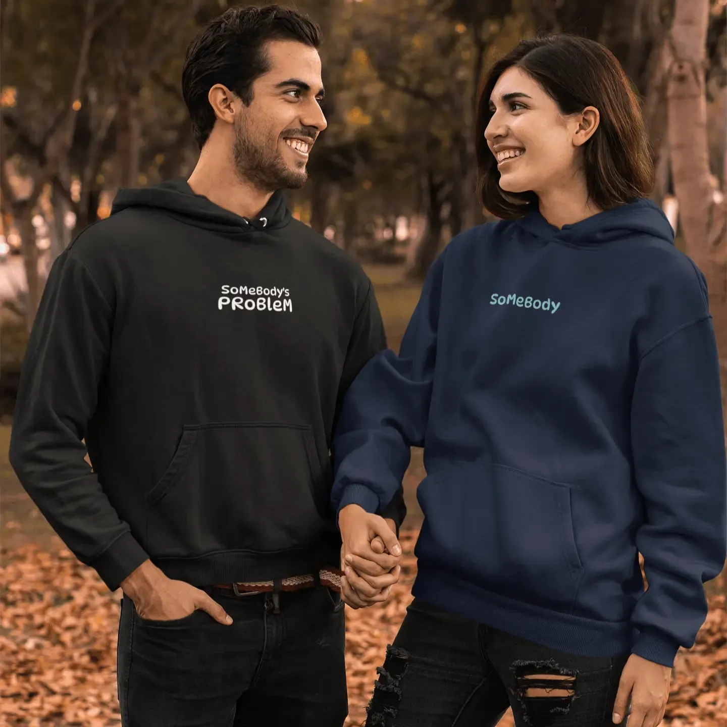 Somebodys Problem / Somebody Embroidered Matching Unisex Hoodies