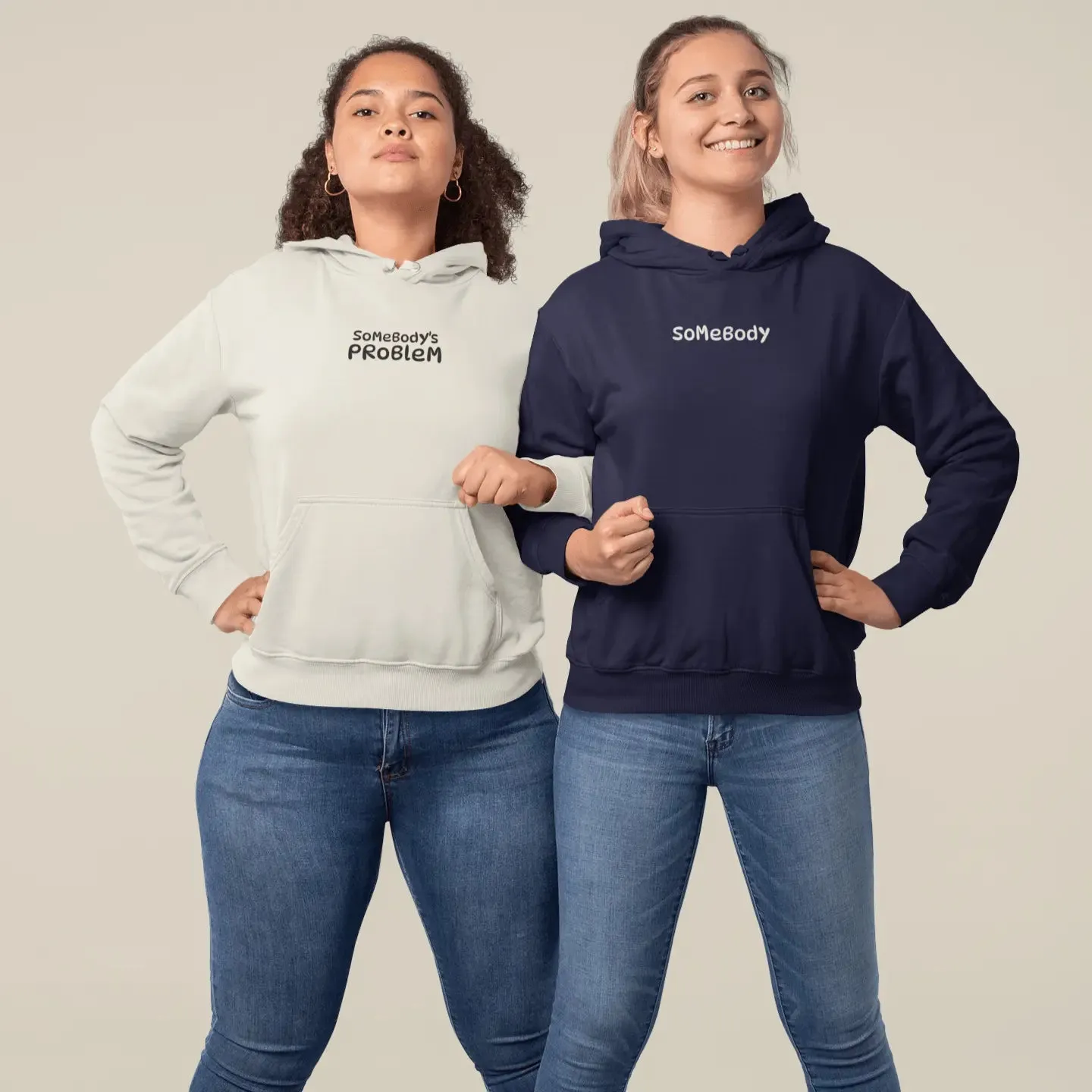 Somebodys Problem / Somebody Embroidered Matching Unisex Hoodies