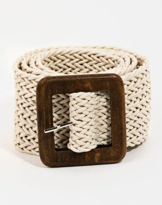 SOPHIE BRAIDED BELT WITH WOOD BUCKLE - 2 COLORS