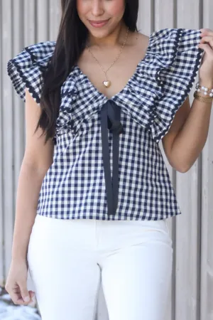 Spending The Day Ruffle Gingham Top