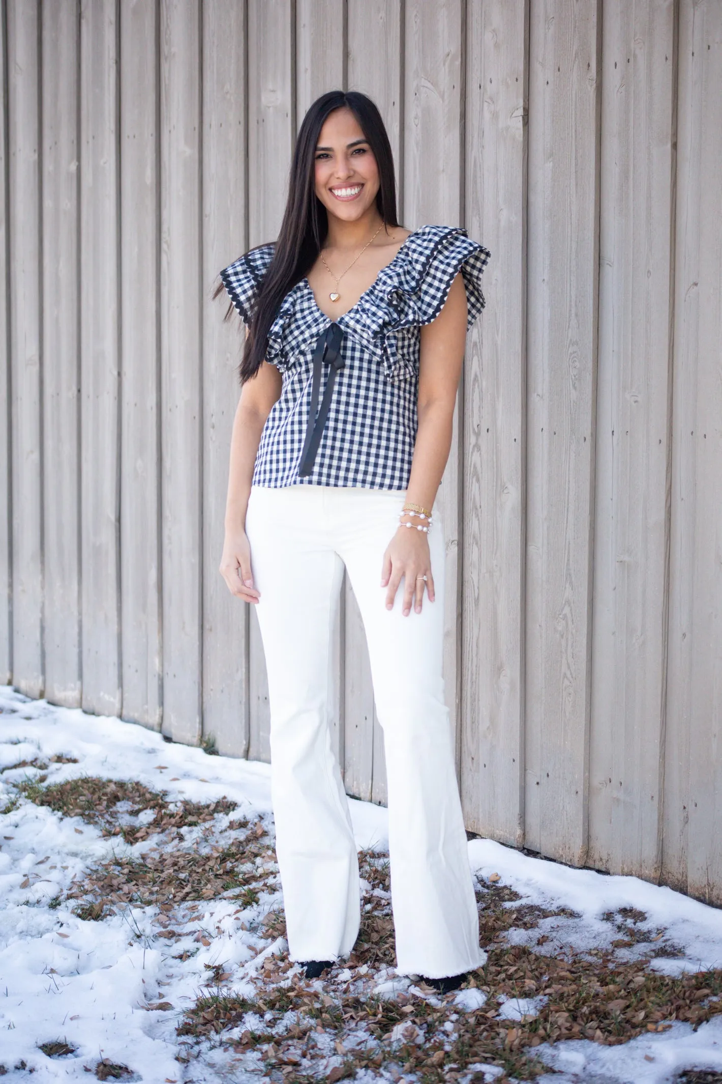 Spending The Day Ruffle Gingham Top
